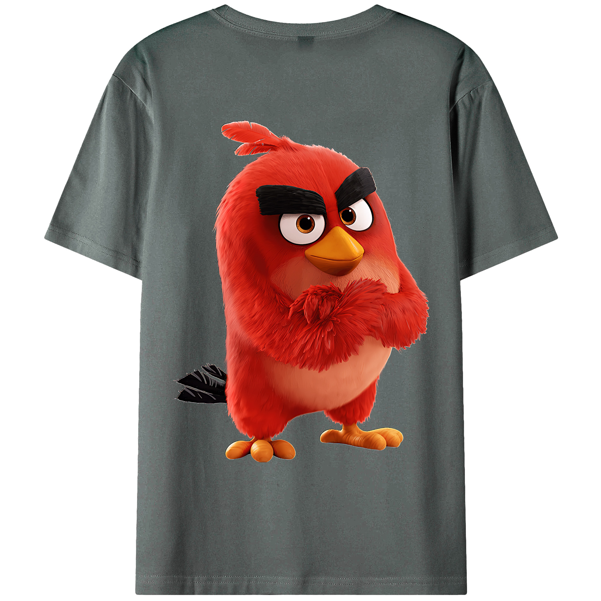 （画像用） Angry Birds アングリーバード 綿100％ メンズ半袖Tシャツ（バックプリント） 通気性